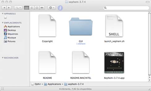 Bundle du logiciel xephem pour OS X.